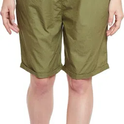 Solid Women Green Basic Shorts-image-77