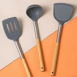 Stainless Steel - Silicone Wok with Wood Handle Non-Stick Spatula-30