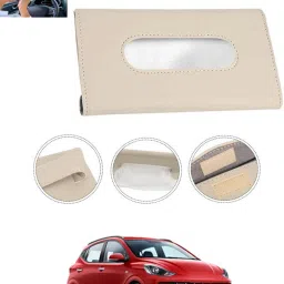 Beige Leatherite Rectangle Shape Fancy Design Tissue Dispencer For Car-30 Vehicle Tissue Dispenser-12