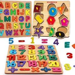 3Piecs Capital Alphabets and Numbers Puzzle Geomatric Shapes & 20 Counting Toys-image-66