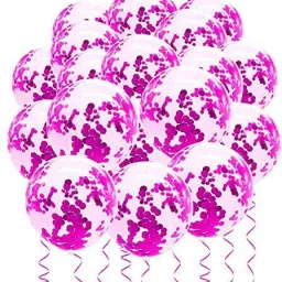 Printed Confetti Metallic Latex Balloons Pink Theme Set of 20 for Birthday Party Decor Balloon-image-93
