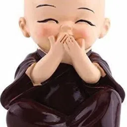 hi plast Miniature Buddha Monk Figurines for Car Dashboard, Office Tables, Home-Set of 4 Decorative Showpiece - 12 cm image 4