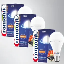 (Pack of 3)-Rechargeable Emergency 12W Light Bulb 4 hrs Bulb Emergency Light-0