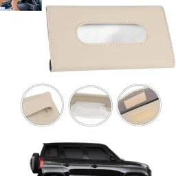Beige Leatherite Rectangle Shape Fancy Design Tissue Dispencer For Car-265 Vehicle Tissue Dispenser-image-46