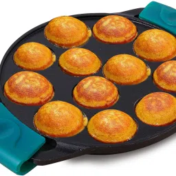 Pre-Seasoned Cast Iron Paniyaram Pan With Silicone Grip 12 Pit - 8.1 inch Paniarakkal 0 L capacity 20.8 cm diameter-image-61