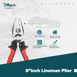 hillgrove HGCM377M1 8"inch Combination Plier with Adjustable Wrench and Hand Tools Lineman Plier image 2