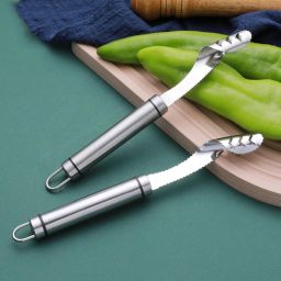 2 pcs Stainless Steel Pepper Corer Serrated Blade Remover Tool with Handle Kitchen Tool Set-31
