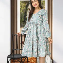 Women Fit and Flare Multicolor Knee Length Dress-18
