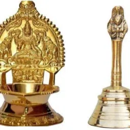 Pure Brass Laxmi Diya with Garuda Bell 8cm Puja Brass Table Diya Decor Item Brass (Pack of 2) Table Diya-image-75