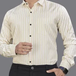 Men Regular Fit Striped Spread Collar Formal Shirt-image-29