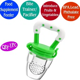 smilykid Fruit/Food Feeder/Pacifier/Nibbler with Silicon Mesh in Box Packing (Green, Pac Teether and Feeder image 2