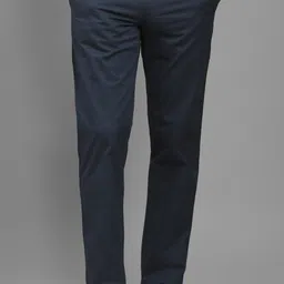 louis philippe Men Slim Fit Blue Cotton Blend Trousers-picture-17