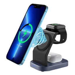 POWERUP 23W 3-in-1 Wireless Charger for iPhone, Air pods and Apple Watch (Qi Certified, Foldable Design, Black)-25