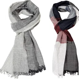 Self Design Pure Cotton Men Multicolor Stole-7