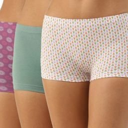 Pack of 3 Women Boy Short Green, White, Pink Panty-image-88