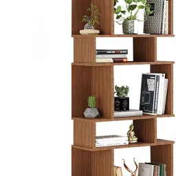 Adison Bookshelf Display Rack, S Shape ZigZag, Engineered Wood Semi-Open Book Shelf-picture-18