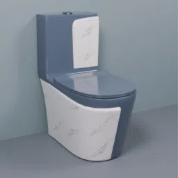d o t Premium Quality C016 Premium Quality Shining Grey commode with White Marble Finish and Round Western Commode image 2