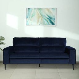 casacraft from pepperfry Volkach Velvet 3 Seater Sofa In Blue Colour-picture-20