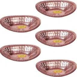 Set Of 5 Handamade Pure Cu Basket Tokri Oval Shape Copper Fruit & Vegetable Basket-image-8