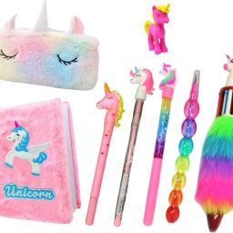 Unicorn Stationery Set for Girls Pencil Box for girls School Set Gel Pens Pouch Unicorn Art Canvas Pencil Box-19