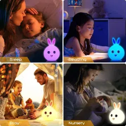 trust ware Silicone Rabbit Night Lamp Touch-Control LED Light | Color-Changing Safe for Kid Night Lamp image 4