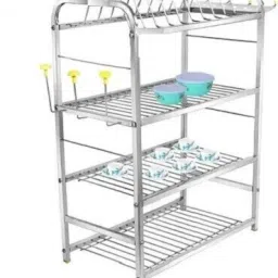 Dish Drainer Kitchen Rack Kitchen Utensils Rack Modular Kitchen Storage Rack ( RACK 24x18) Steel-image-6