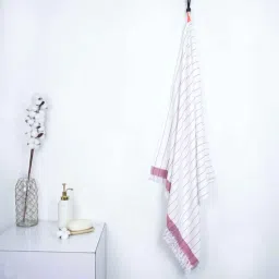 thirsty towel Mauve Cotton Striped 220 GSM (1 Pc) Bath Towel-picture-8