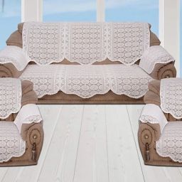 Cotton Floral 3+1+1 Seater Sofa Cover-image-29