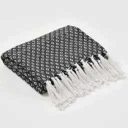 100% Cotton woven Herringbone Throw, Sofa Throw, Bed Throw. HWT-Throw-103 Black 100% Cotton woven Throws. Size:- 52x68" OR 130x170 Cm Sofa Fabric-16