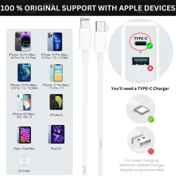 RoarX Type C 6 A 1 m Lightning Cable 1 m Type C USB to Lightening, Fast Charging & Data Sync USB Cable image 4