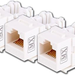 MX UTP Cat6A Keystone Jack 90� Coupler Female LAN F/F Extender Plug (Pack of 3) Lan Adapter-31
