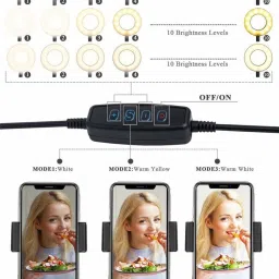 SHREEJIIH Selfie Ring Light with Clamp Controllable Cell Phone Holder for Live Stream Video Chat Flexible Long Arms Lazy Bracket for Easy Watching by Suckey Ring Flash image 3