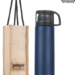 24 Hrs Hot and Cold Vacuum Insulated Water Bottle with Jute-bag Fererro 1000 ml Flask-5