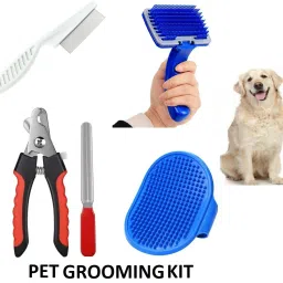 Best Quality Imported (Combo of 4) Dog Needs High Quality Nail clipper + Flea Comb + Gloves + Bath Gloves Bath Scrub Gloves for Cleaning Washing for All Pets Dog, Cat, Rabbit, Hamster Plain/ Bristle Brushes forDog, Cat, Rabbit, Hamster-11