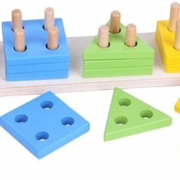 5 Angle Geometric Shapes Wooden Puzzle Sorting & Stacking Blocks Set for Kids-image-20