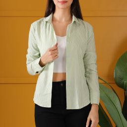 Women Regular Fit Striped Spread Collar Casual Shirt-image-85