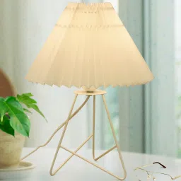 Retro Down Table Lamp Fabric Shade, Bedside Gift Housewarming Home Living Room, Table Lamp-8