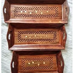 Wooden Serving Tray Set of 3 Tray Serving Set-1