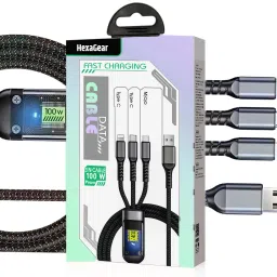 HexaGear 3-in-1 Cable 6 A 1 m METAL BRAIDED MegaCharge Pro 100W 6A Power Cable, Ultra-Fast Data, Type C Lightning Micro-image-50