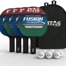 Fusion Blue, Green TT Playset with White Ball (4 Racquets & 6 Balls) Blue, Green Table Tennis Racquet-23