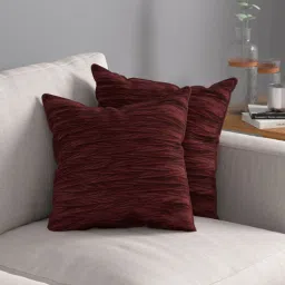 rosarahome Maroon Textured Polyester 16 x 16 Inches Cushion Covers (Set of 2)-picture-40