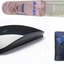 ANJO Combo of Ultra Slim Wireless Mouse, Mouse Pad & Cleaning Gel 100ml Wireless Ambidextrous OpticalGaming Mouse-24