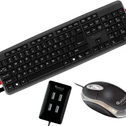 Quantum Hi-Tech QHM 7403 WIRED KEYBOARD, QHM 222 WIRED MOUSE AND QHM 6633 (BLACK) 4 PORT USB HUB (COMBO) Combo Set image 2