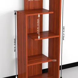 Madhuran Nishita Decorative Free Standing Rack Wooden With 5 Shelf Bookcase Space Saving Books Holder Stand Colour Classic Walnut Engineered Wood Open Book Shelf image 4