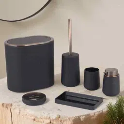 obsessions Oasis 6 Pcs PVC Bath Set Black-picture-14