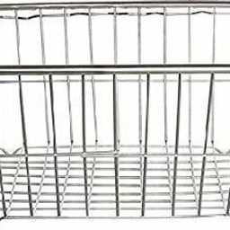 Dish Drainer Kitchen Rack Stainless Steel Dish Drainer Kitchen Storage Rack,Kitchen Organizer Utensil Basket -Rectangle - Big. Plate Stand Steel-image-36