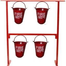 Fire Bucket Red color (4 Bucket+ Bucket Stand with stand hood) Pack Of 2 Fire Extinguisher Mount-picture-8
