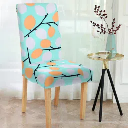 cortina Blue Florals Polyester 15x19 Inches Stretchable Chair Covers (Set of 4)-picture-0