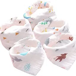 Cotton Soft 8 Layer Adjustable Feeding Baby Bandana Bib Apron - Set of 5-17