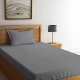 mayfair homes london Grey Solid 144 TC Cotton 1 Single Bedhseet with 1 Pillow Cover-picture-10